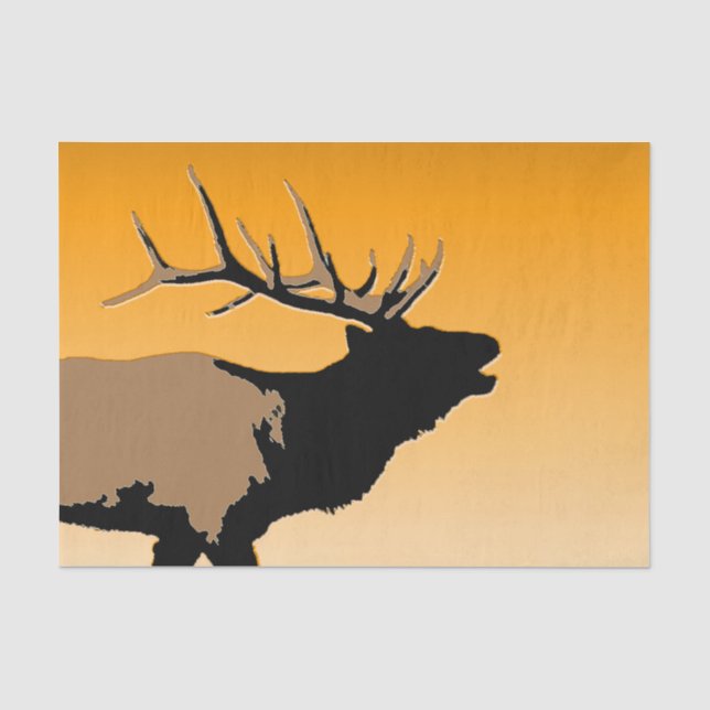Bugling Bull Elch bei Sunset Original Wildlife Art Seidenpapier (Vorderseite)