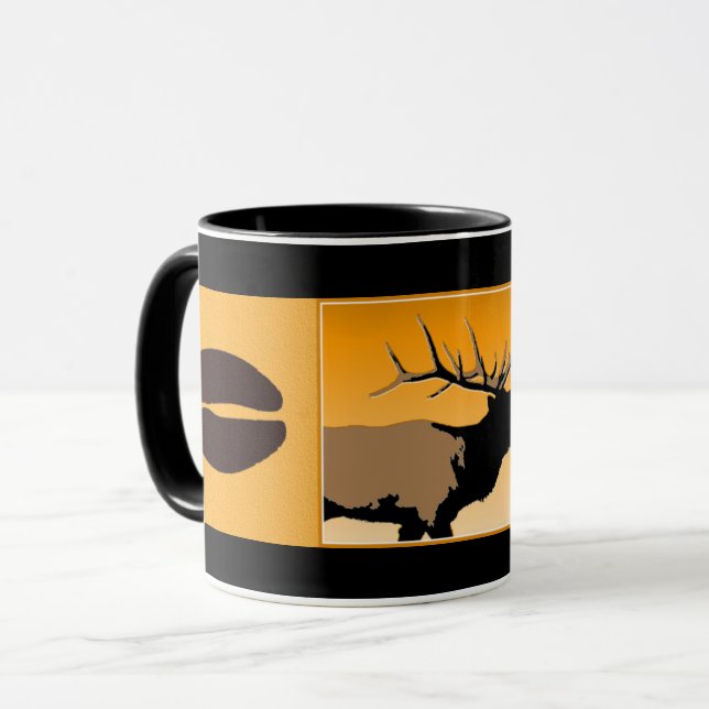 Bugling Bull Elch bei Sunset Original Wildlife Art Tasse (Vorderseite Links)