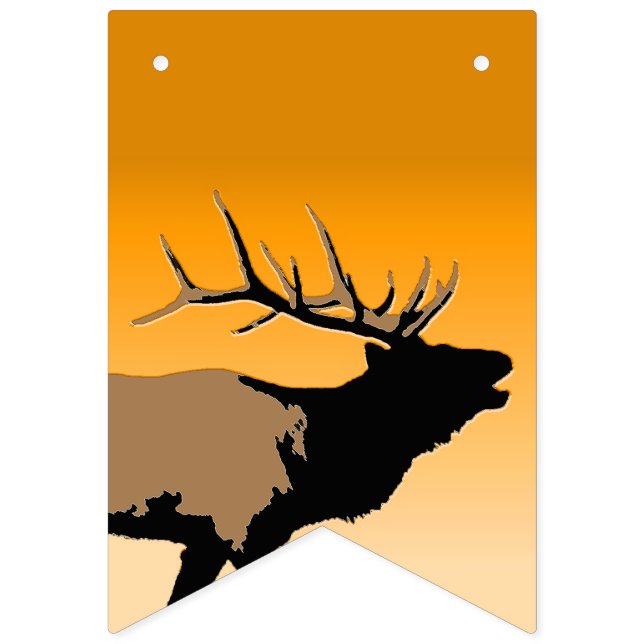 Bugling Bull Elch bei Sunset Original Wildlife Art Wimpelkette (Erste Fahne)