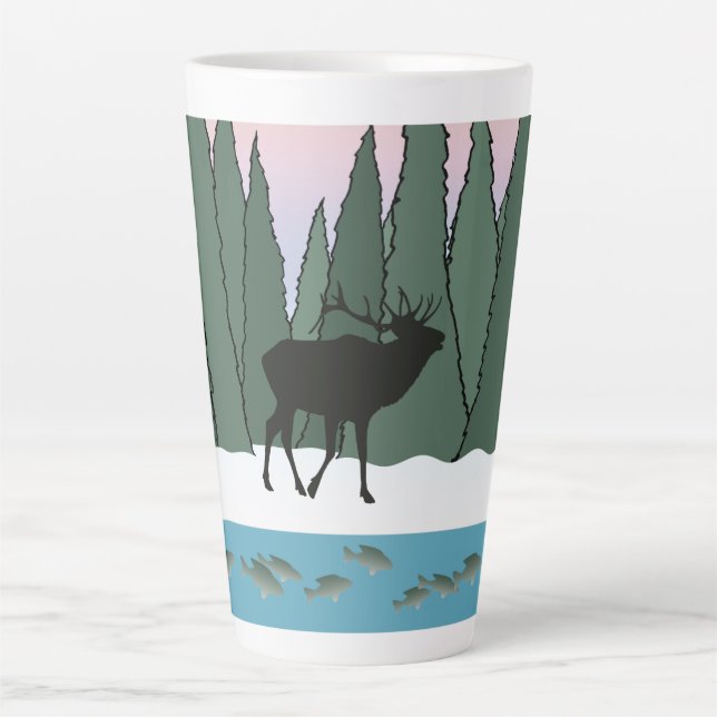 Bugling Bull Elk and Fish Bath Set Tuch Na Milchtasse (Vorderseite)