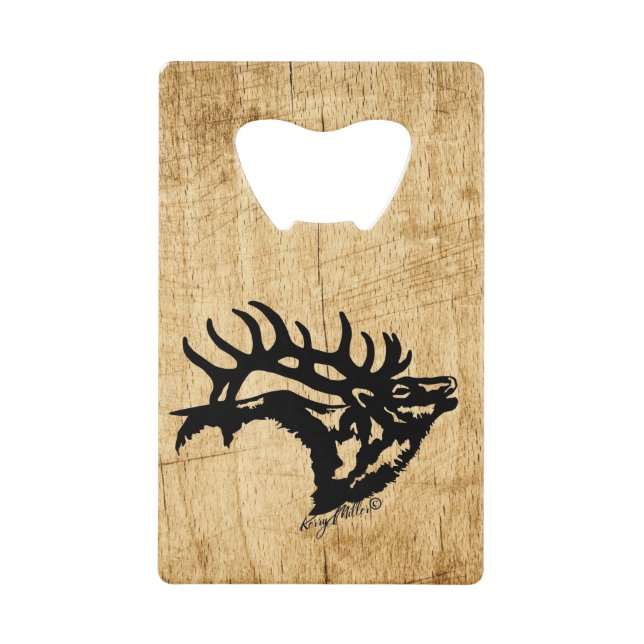Bugling Bull Elk Carte de crédit Bottle Ouvrir (Devant)