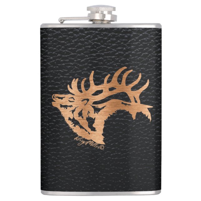 Bugling Bull Elk Flachmann (Vorderseite)