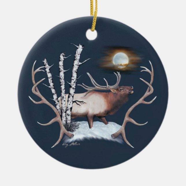 Bugling Bull Elk Keramik Ornament (Vorne)