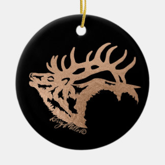 Bugling Bull Elk Keramik Ornament