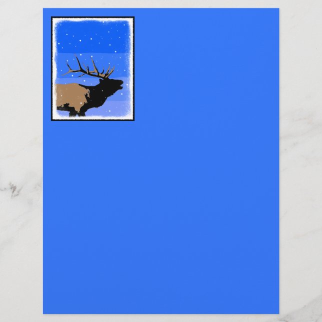 Bugling Elk im Winter - Original Wildlife Art (Vorderseite)