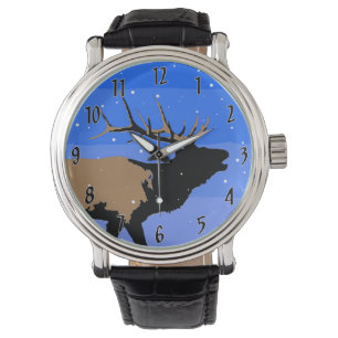 Bugling Elk im Winter - Original Wildlife Art Armbanduhr