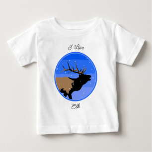 Bugling Elk im Winter - Original Wildlife Art Baby T-shirt