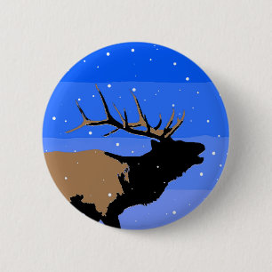 Bugling Elk im Winter - Original Wildlife Art Button