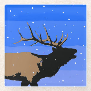 Bugling Elk im Winter - Original Wildlife Art Glasuntersetzer