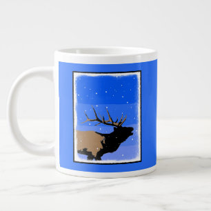 Bugling Elk im Winter - Original Wildlife Art Jumbo-Tasse