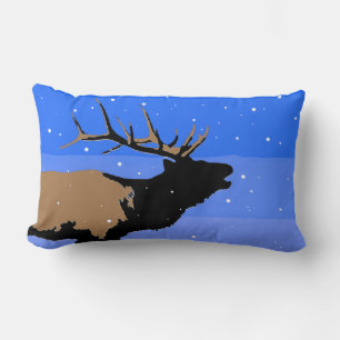Bugling Elk im Winter - Original Wildlife Art Lendenkissen