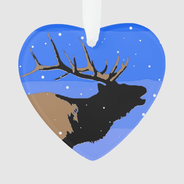 Bugling Elk im Winter - Original Wildlife Art Ornament (Vorderseite)