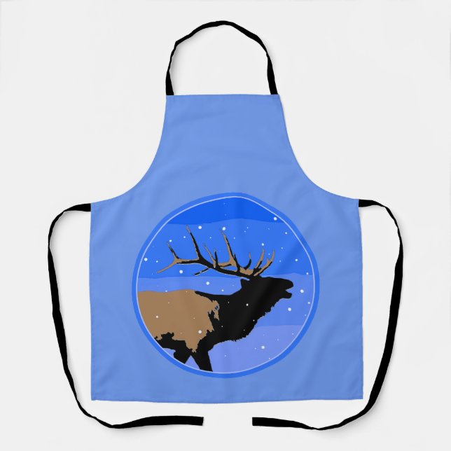 Bugling Elk im Winter - Original Wildlife Art Schürze (Vorderseite)