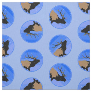 Bugling Elk im Winter - Original Wildlife Art Stoff