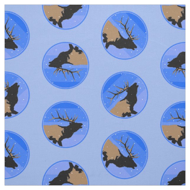 Bugling Elk im Winter - Original Wildlife Art Stoff (Muster)