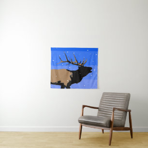 Bugling Elk im Winter - Original Wildlife Art Wandteppich