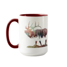 Bugling multicolor Aquarell Elche Silhouette Tasse