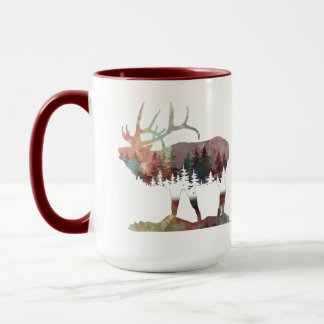 Bugling multicolor Aquarell Elche Silhouette Tasse
