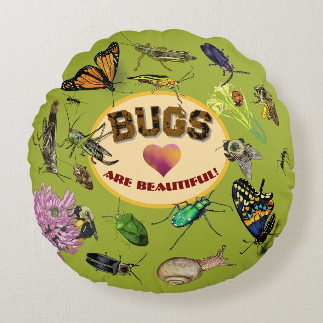 Bugs are Beautiful! Insects Rundes Kissen (Vorderseite)