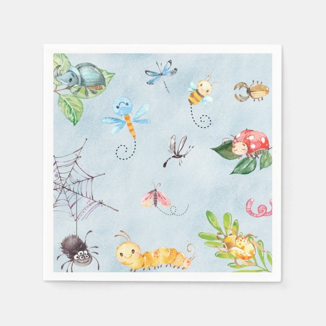 Bugs baby shower / birthday paper napkins insects. serviette (Vorderseite)