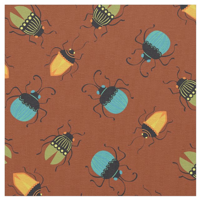 Bugs Beetles Mitte Jahrhundert Mod Niedlich Stoff (Nahaufnahme)