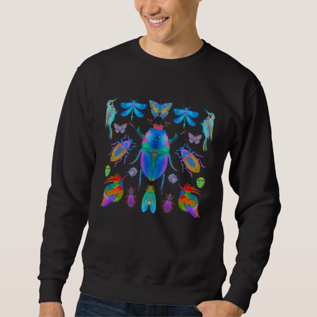 Bugs Birds Butterflies Nature Psychedelic Hummingb Sweatshirt (Vorderseite)