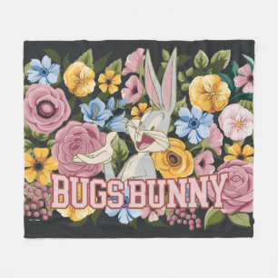 BUGS BUNNY™ Blumenstickerei Grafik Fleecedecke
