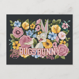 BUGS BUNNY™ Blumenstickerei Grafik Postkarte
