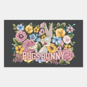 BUGS BUNNY™ Blumenstickerei Grafik Rechteckiger Aufkleber