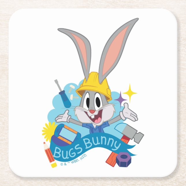 BUGS BUNNY BUILDERS™| BUGS BUNNY™ Character Art Rechteckiger Pappuntersetzer (Vorderseite)