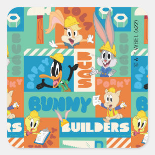 BUGS BUNNY BUILDERS™ Character Grid Pattern Quadratischer Aufkleber