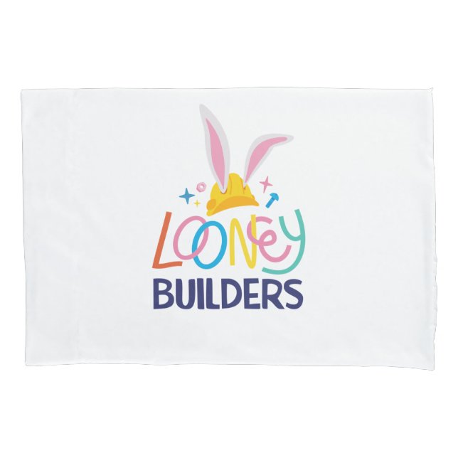 BUGS BUNNY BUILDERS™| Gestapelte Hard-Hat-Logos Kissenbezug (Vorderseite)