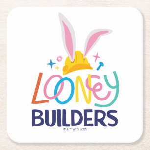 BUGS BUNNY BUILDERS™ Gestapelte Hard-Hat-Logos Rechteckiger Pappuntersetzer