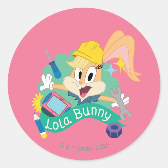 BUGS BUNNY BUILDERS™| Lola Bunny Character Graphic Runder Aufkleber (Vorderseite)