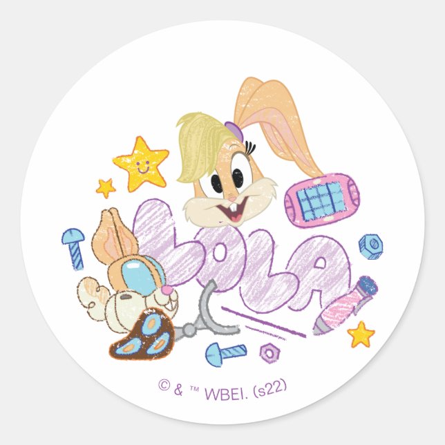 BUGS BUNNY BUILDERS™| Lola Sketch Art Runder Aufkleber (Vorderseite)
