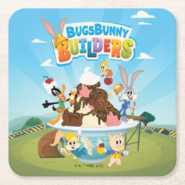 BUGS BUNNY BUILDERS™| Looney Builders Ice Creme Rechteckiger Pappuntersetzer (Vorderseite)