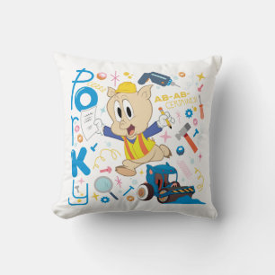 BUGS BUNNY BUILDERS™  Porky Pig Arbeitswerkzeuge Kissen