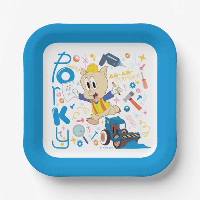 BUGS BUNNY BUILDERS™| Porky Pig Work Tools Pappteller (Vorderseite)