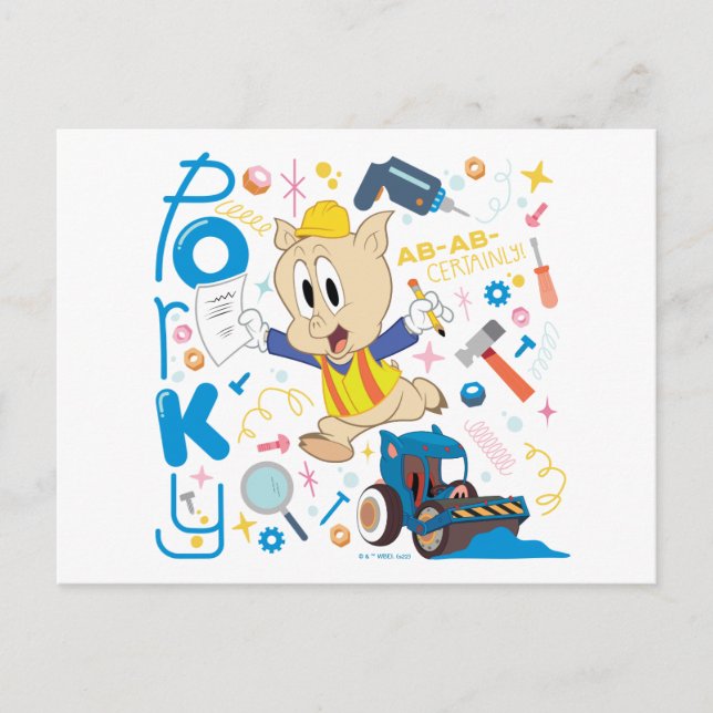 BUGS BUNNY BUILDERS™| Porky Pig Work Tools Postkarte (Vorderseite)