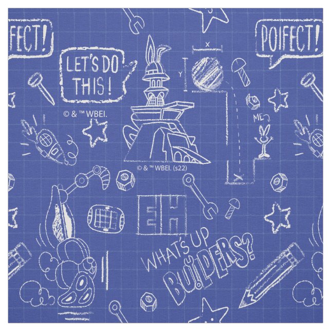 BUGS BUNNY BUILDERS™| Sketch Blueprint Muster Stoff (Muster)