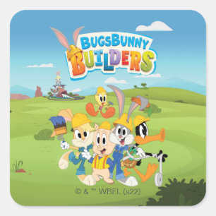 BUGS BUNNY BUILDERS™  The Looney Builders Group Quadratischer Aufkleber