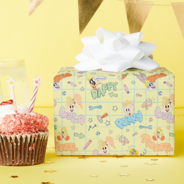 BUGS BUNNY BUILDERS™| Zeichenskizzenmuster Geschenkpapier (Geburtstagsparty)