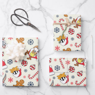 BUGS BUNNY™, DAFFY DUCK™ & Lola Weihnacht Muster Geschenkpapier Set