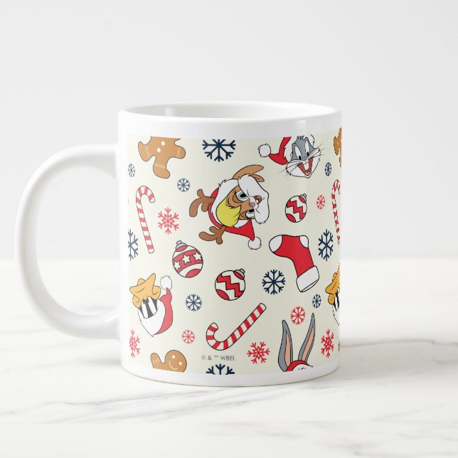 BUGS BUNNY™, DAFFY DUCK™ & Lola Weihnachtsmuster Jumbo-Tasse (Links)