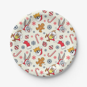 BUGS BUNNY™, DAFFY DUCK™ & Lola Weihnachtsmuster Pappteller