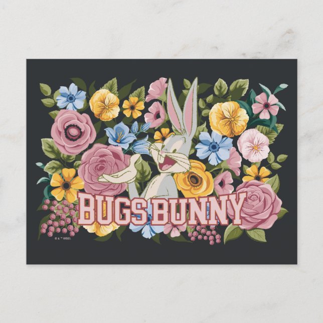 BUGS BUNNY™ Floral Embroidery Graphic Postkarte (Vorderseite)