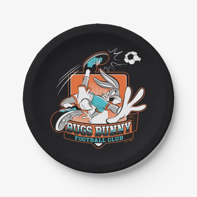 BUGS BUNNY™ Fußballclub-Abzeichen Pappteller (Vorderseite)