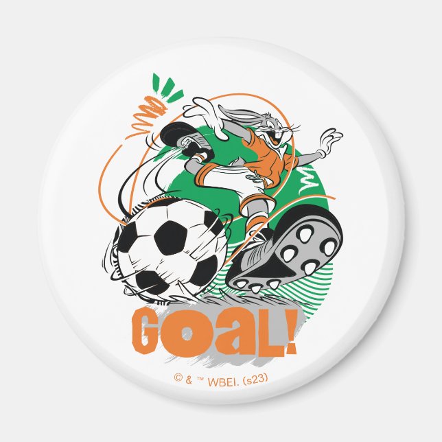BUGS BUNNY™ Kicking Soccer Goal Magnet (Vorne)