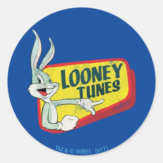 BUGS BUNNY™ LOONEY TUNES™ Retro-Patch Runder Aufkleber (Vorderseite)