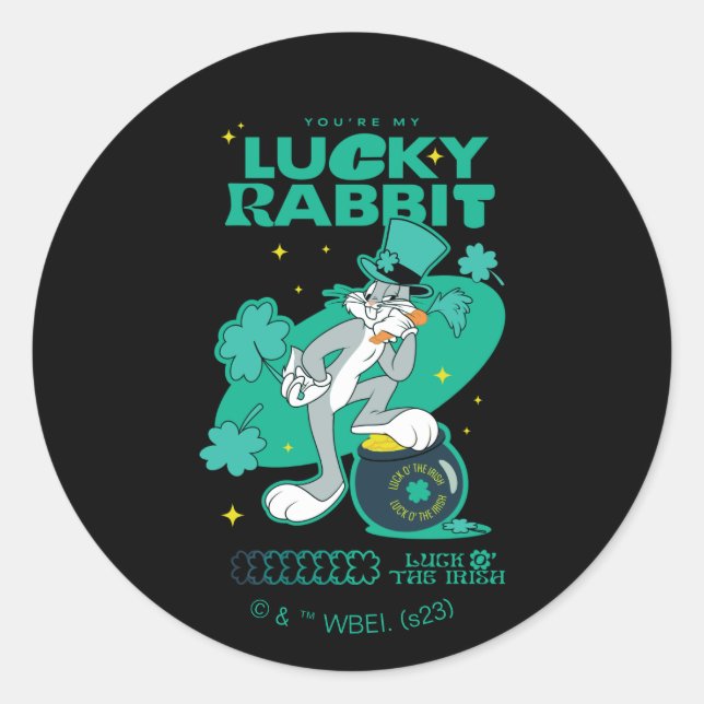 BUGS BUNNY™ Lucky Rabbit Runder Aufkleber (Vorderseite)